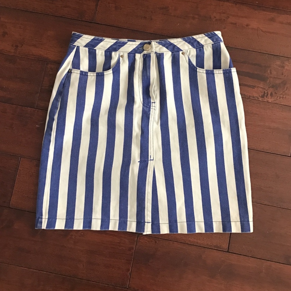 Blue & White Denim Mini Skirt