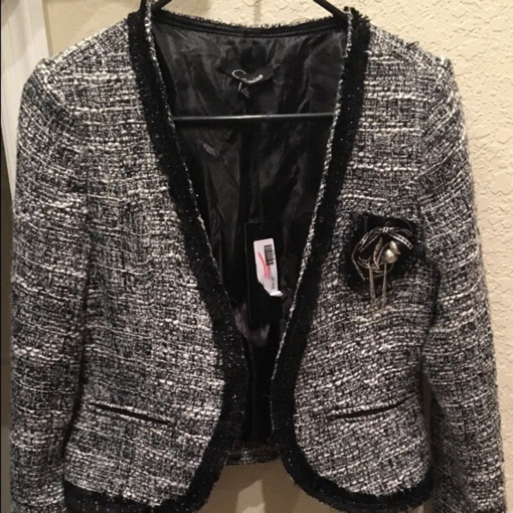 Tweed blazer with zipper detail