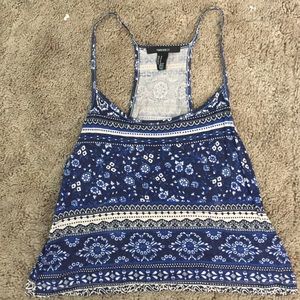 Forever 21 blue floral flowy top
