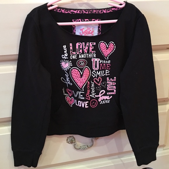 JUSTICE Girls Cropped Sweatshirt - Picture 3 of 4
