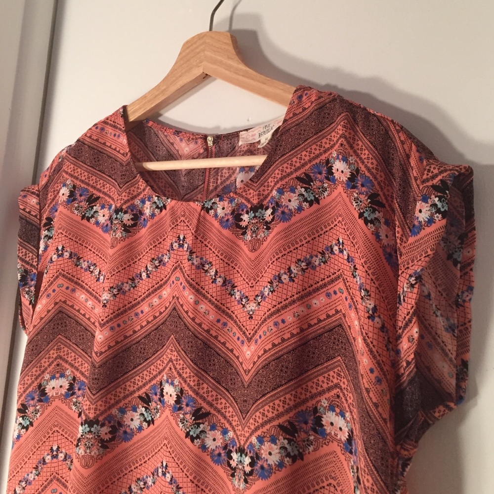 Coral & Black Chevron Tunic