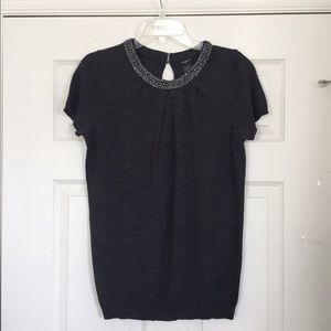 Blouse with beaded collar