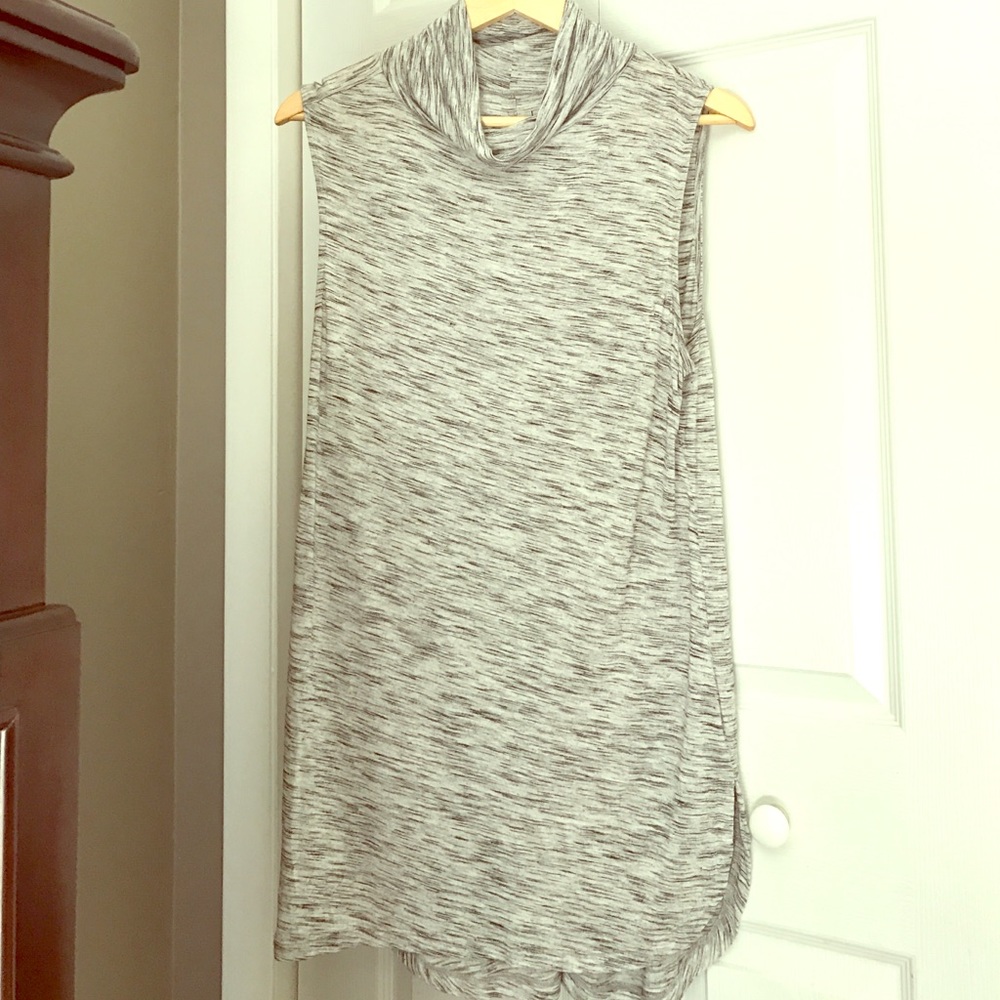 LOFT Heather Gray Spacedye Marled Knit Tunic Tank