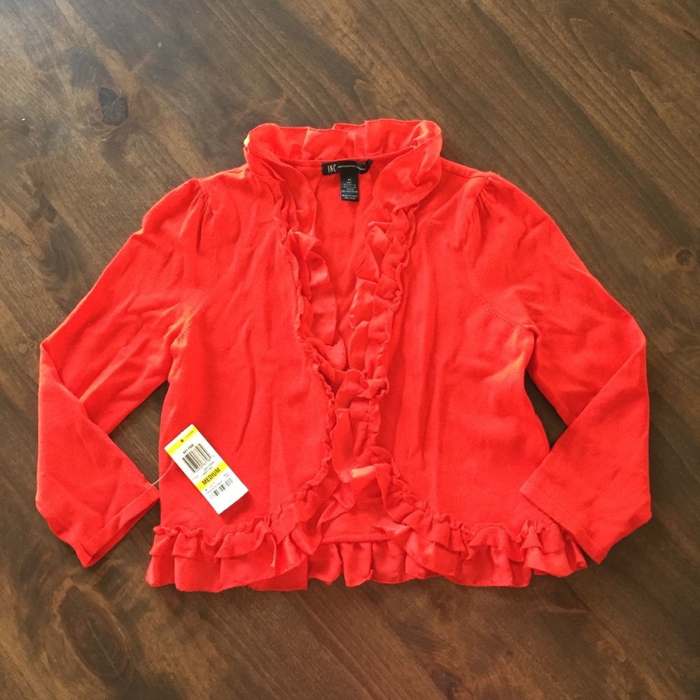 NWT 🍒 Red Ruffle Cardigan