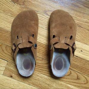 Suede Birkenstock clogs