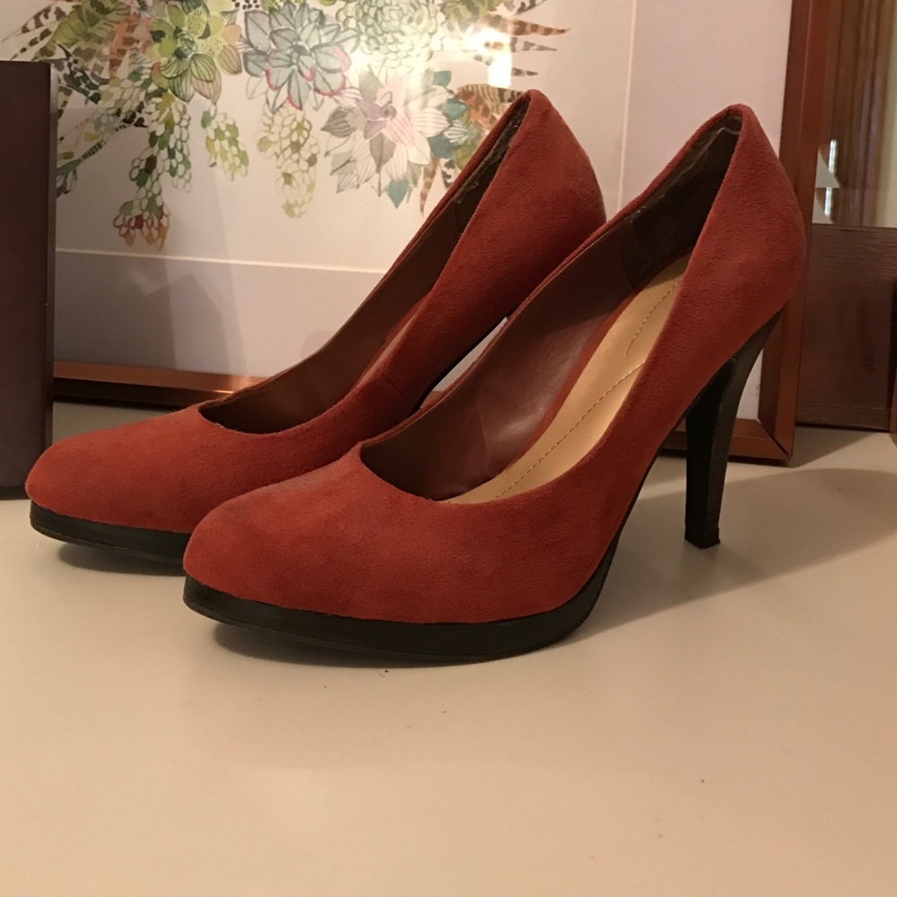 Orange Suede Pumps