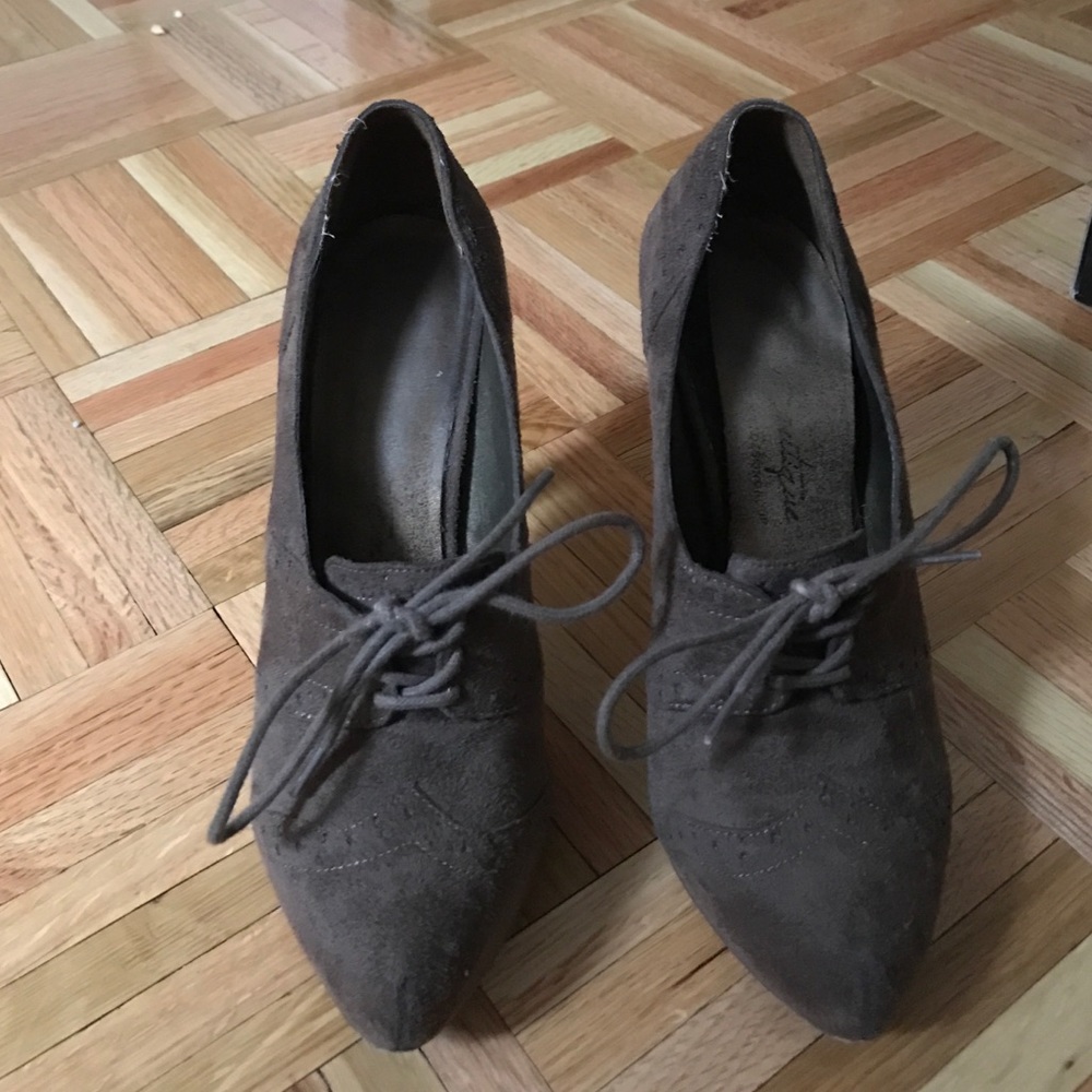 Suede ankle platform heels