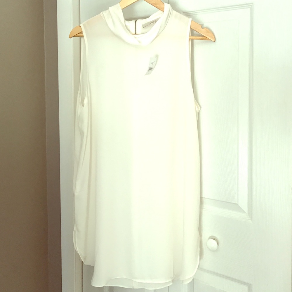 LOFT Cream/Ivory Long Tunic Tank (Large)