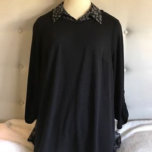 AB Studio Black & Cheetah Print Blouse