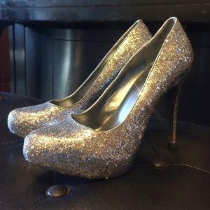 Silver Sequin Heels