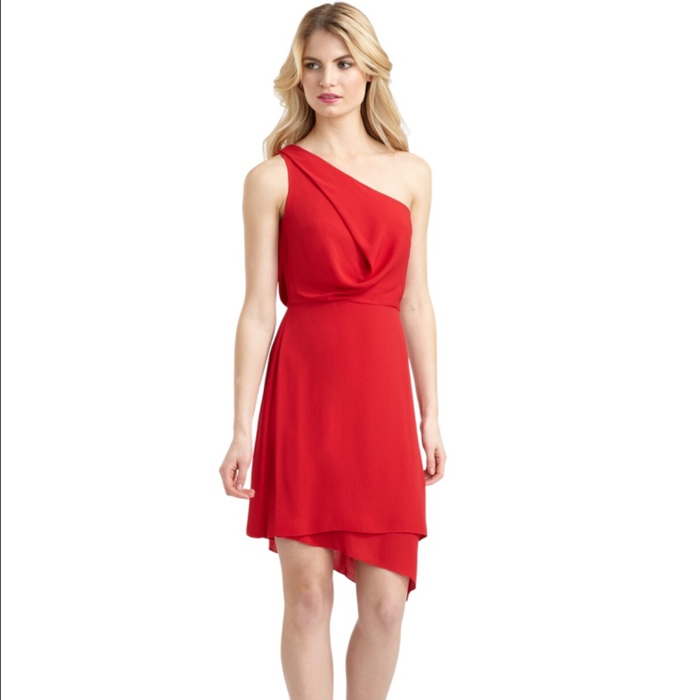 BCBG Max Azria Somara draped one shoulder dress