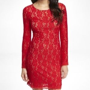 NWOT red lace long sleeve dress