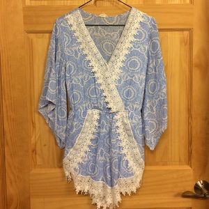 Blue and White Romper