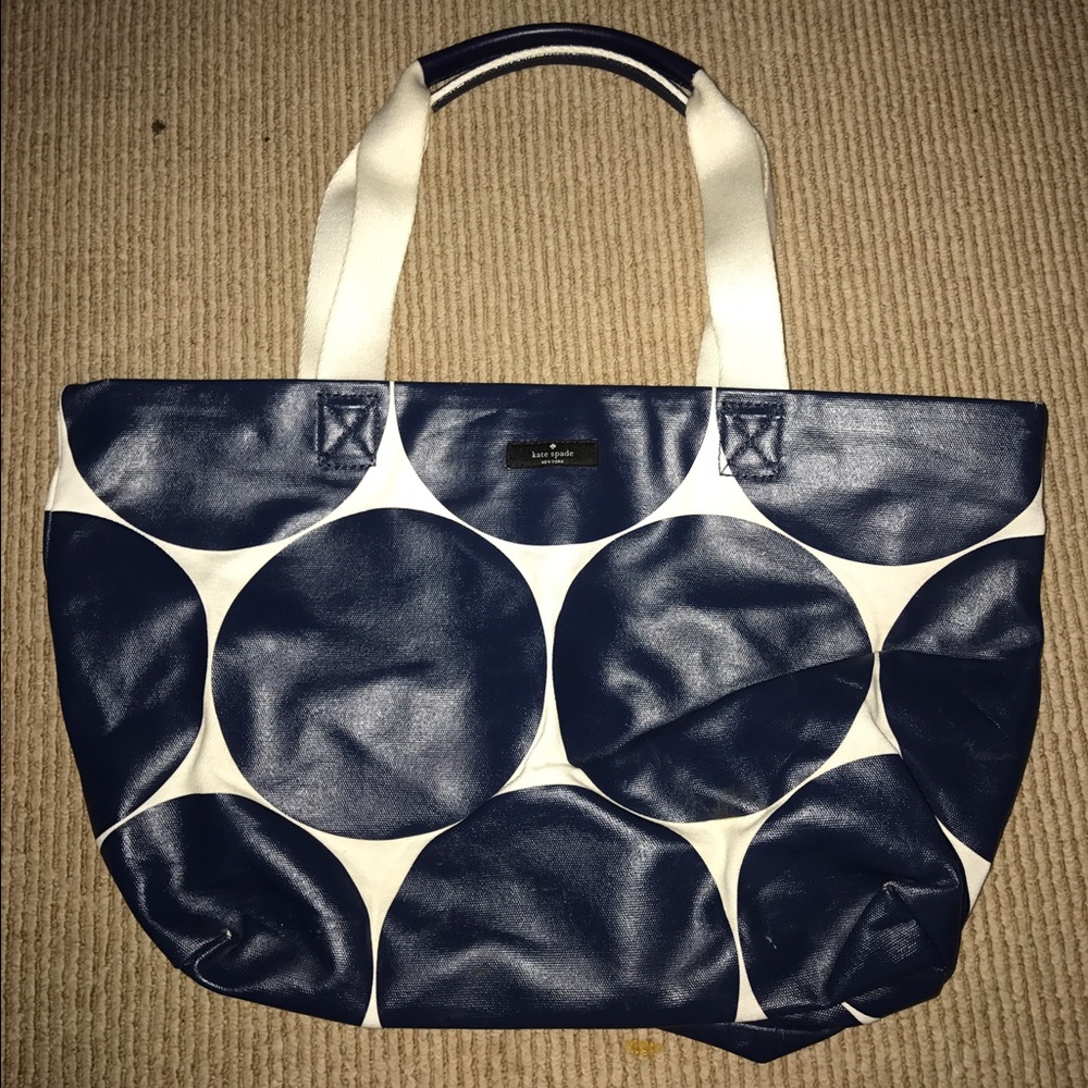 Kate Spade Polka Dot Tote in Navy and White