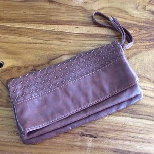 Brown faux clutch