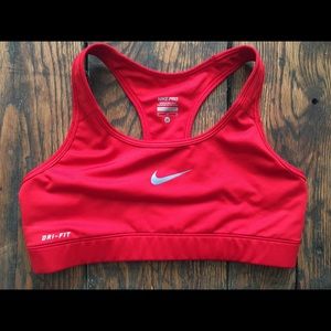 Nike Pro red dri fit sports bra