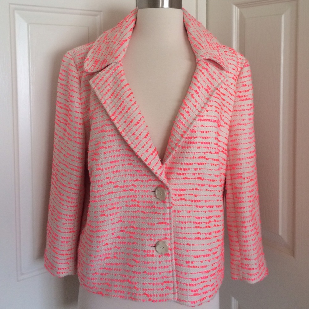 Halogen Notch Collar Cropped Tweed Jacket
