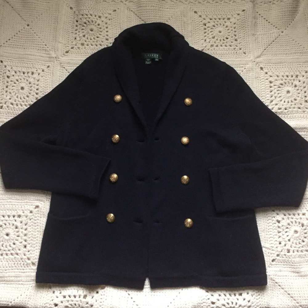 Lauren Ralph Lauren navy double breasted cardigan