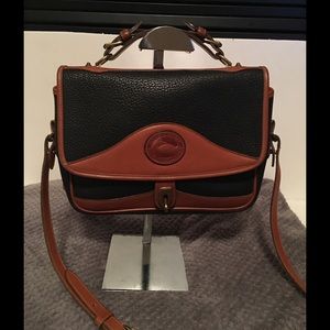 Vintage Dooney & Burke Navy & Cognac Leather