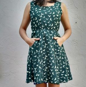 Green print dress