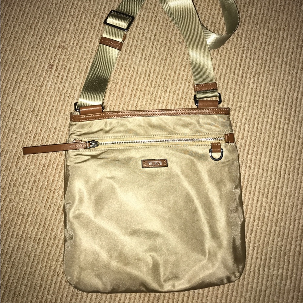 Tumi Nylon Crossbody in Tan with Leather Accents