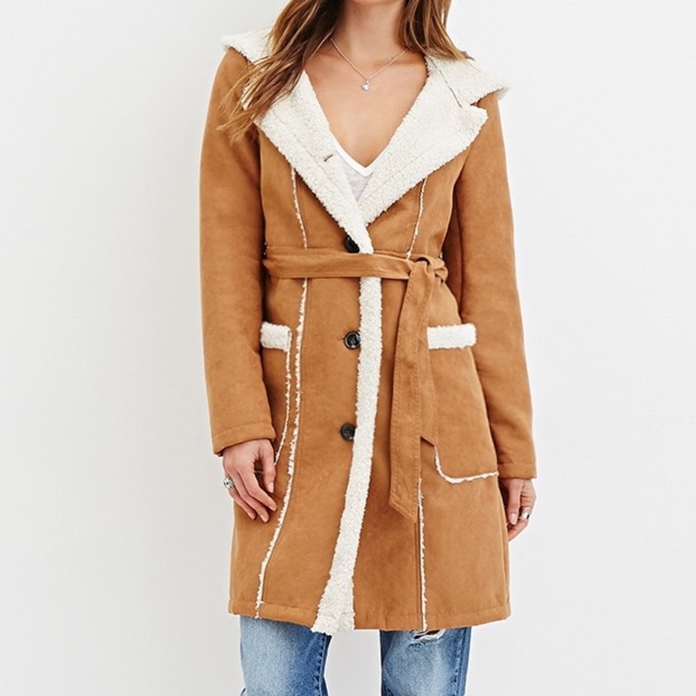 Forever 21 Faux Suede Shearling-lined coat
