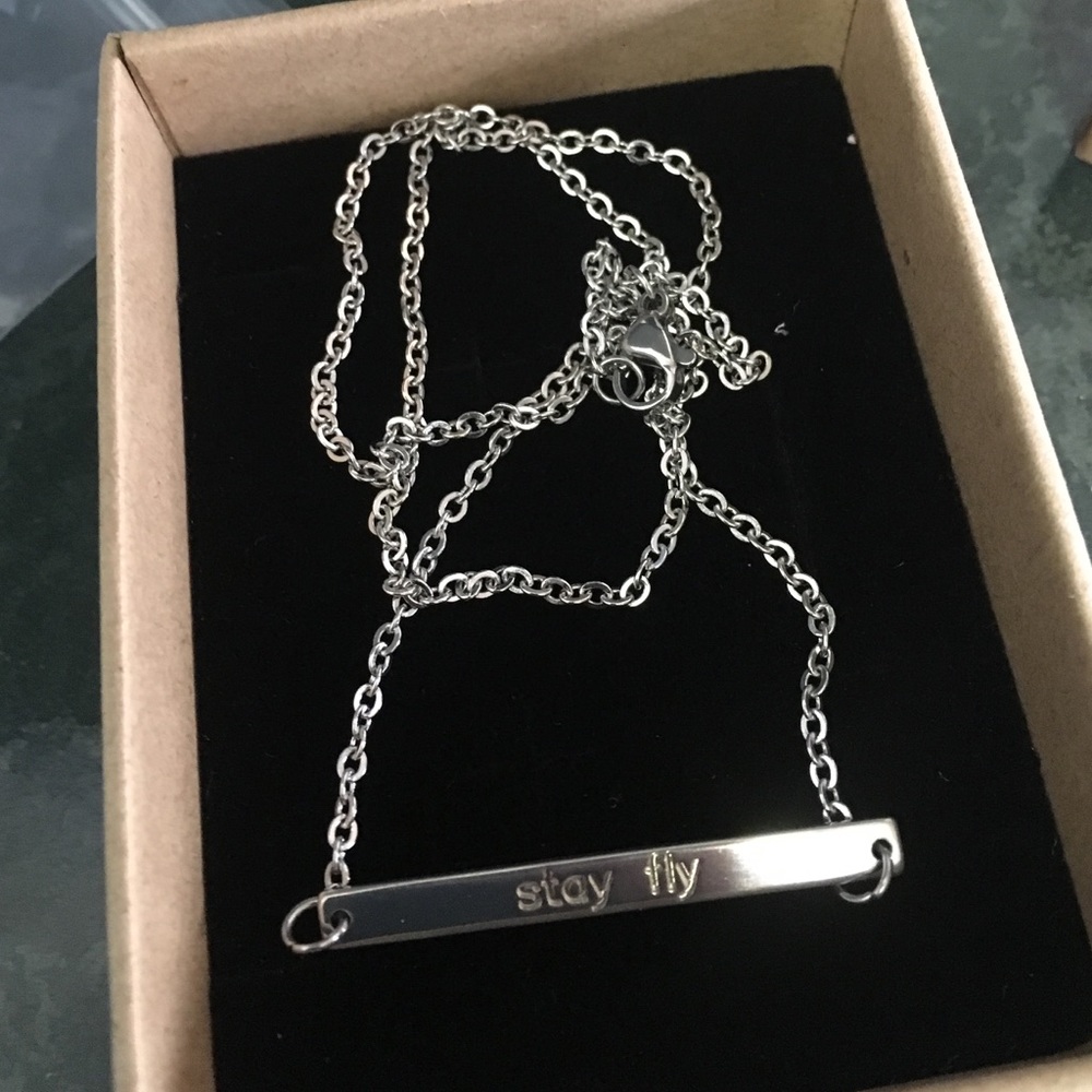 "Stay fly" hand stamped necklace