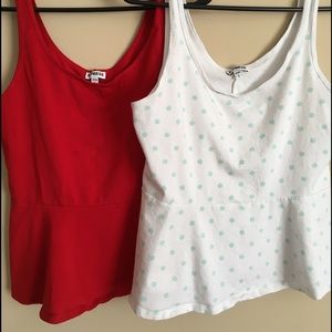 Express peplum tank - solid red & white w/mint