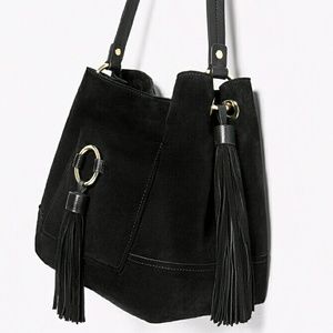 ZARA 100% LEATHER BAG WITH TASSEL BRAND NEW