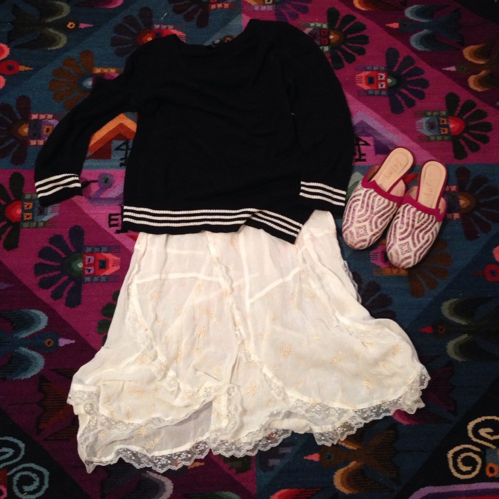 Free people slip with cream embroidery