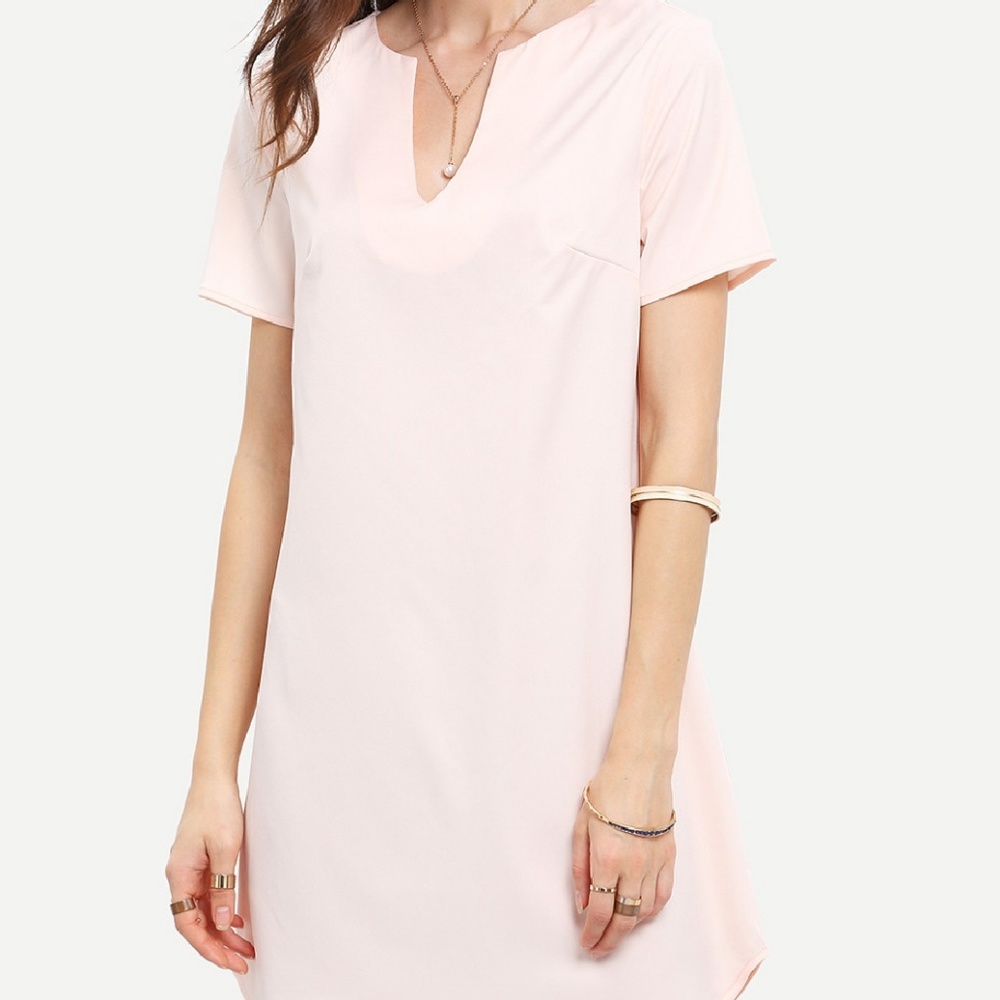 Soft blush pink shift dress