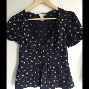 Odille black blouse with lemon pattern from Anthro