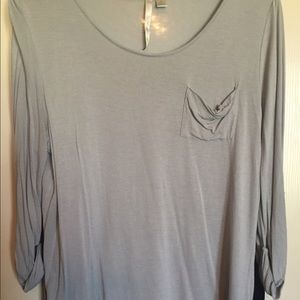 Gray loose top with beading on sleeves