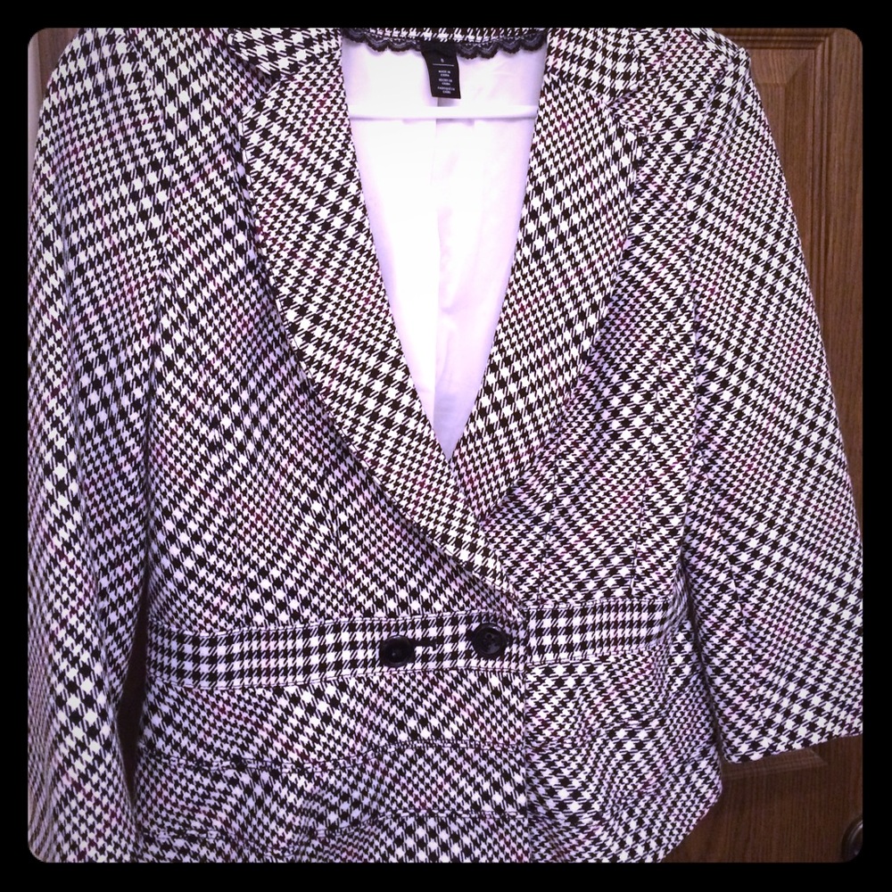 WHBM black/white/purple Blazer size 8