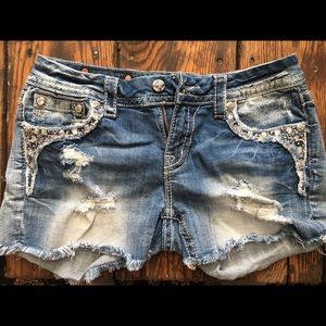 Miss Me cutoff bling shorts