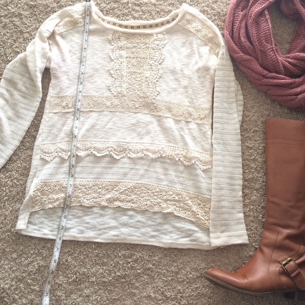 Small long cream rustic sweater