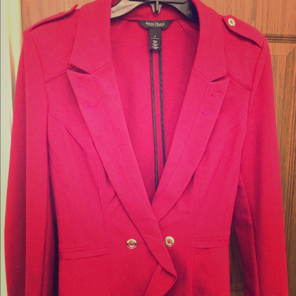WHBM red military blazer