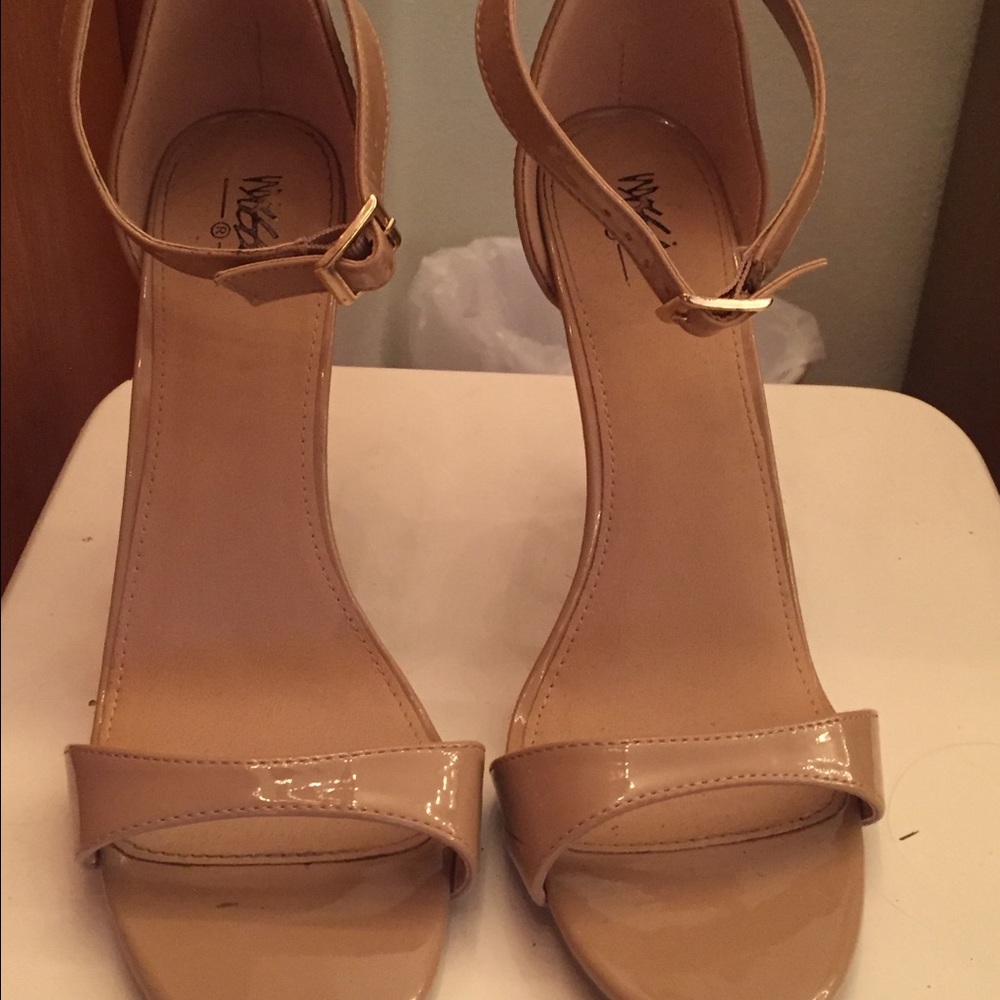 cute strappy nude heels