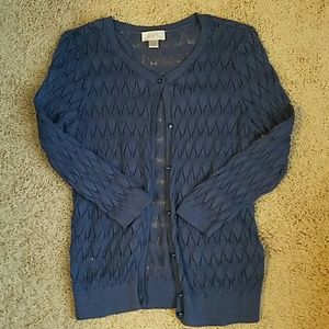 LOFT sweater cardigan in dusky blue.