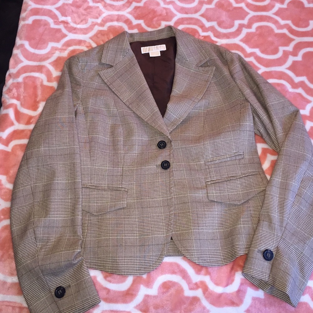 Michael Kors Brown Plaid Blazer