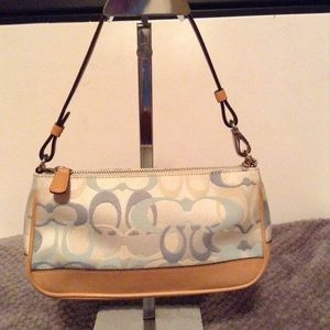 Signature Coach Powder Blue Canvas Shoulder Bag