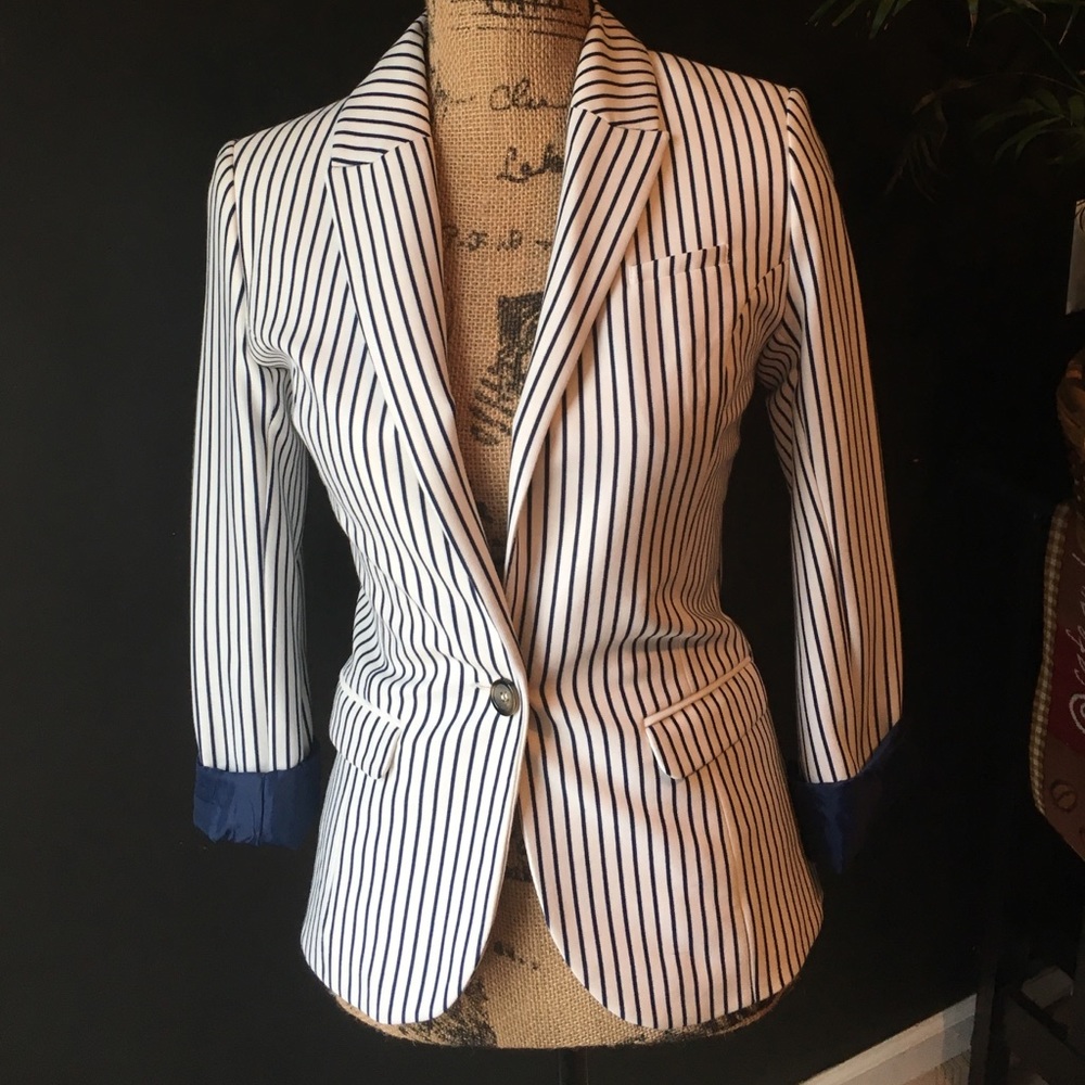 H & M Navy Blue Pinstripe Jacket Sz. 4