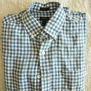 J. Crew Slim Plaid Linen Shirt
