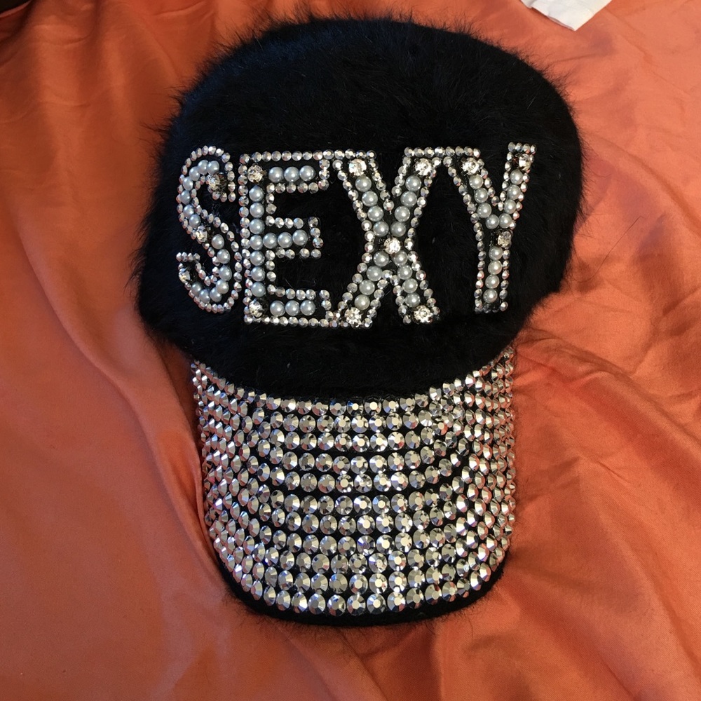 Faux fur bling hat
