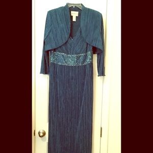 REDUCED Beaded teal evening dress with bolero.