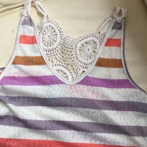 BoHo crocheted back tee.