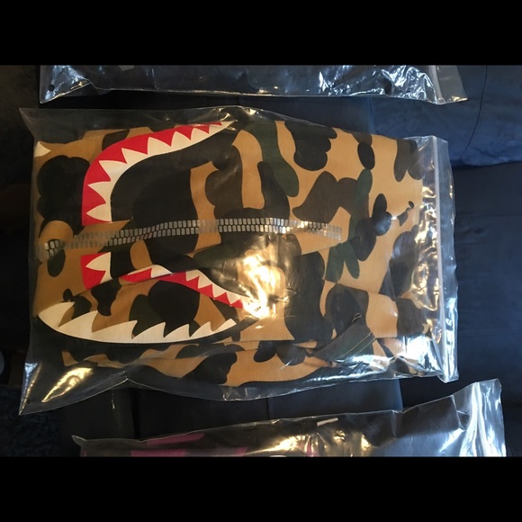 Yellow Camo Shark Face Bape Tee - Picture 3 of 3