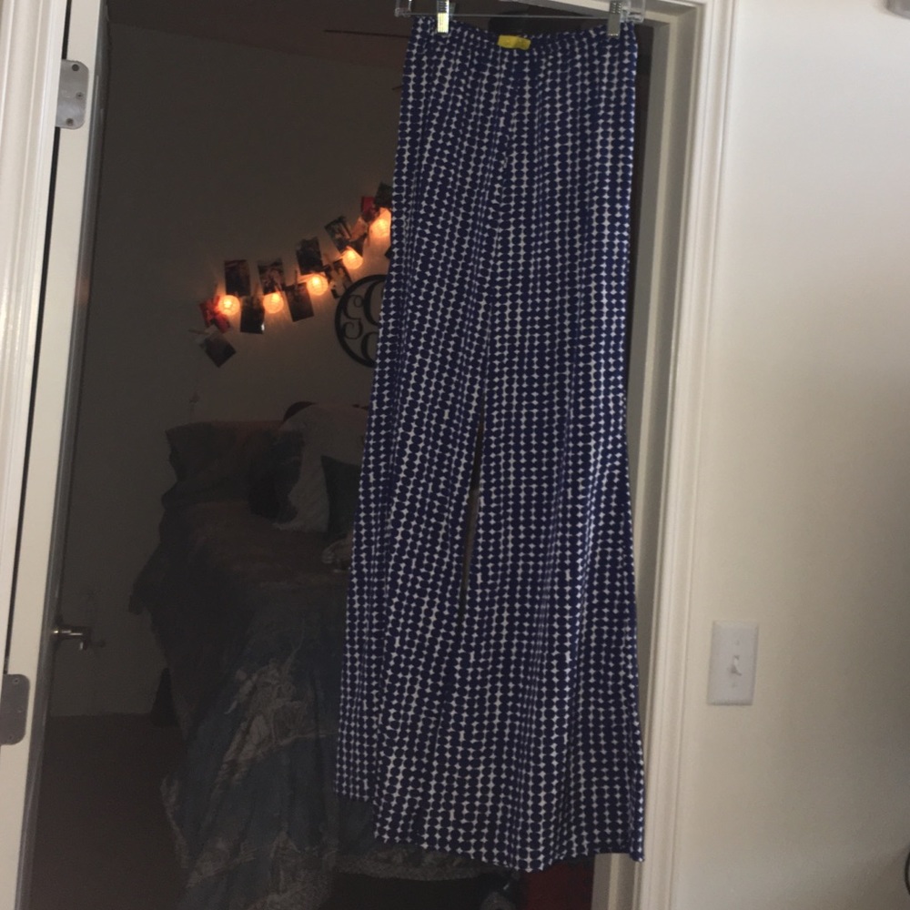 Fun Polyester Flare Pants with Poka Dots