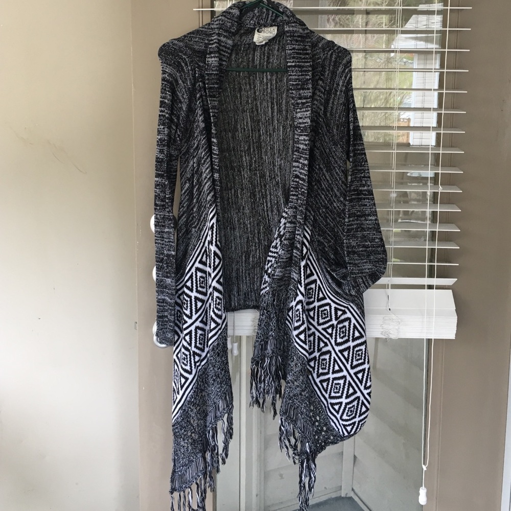 Women's black and white boho cardigan