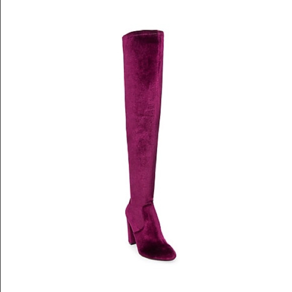 Steve Madden over the knee boots (red velvet, 9.5)